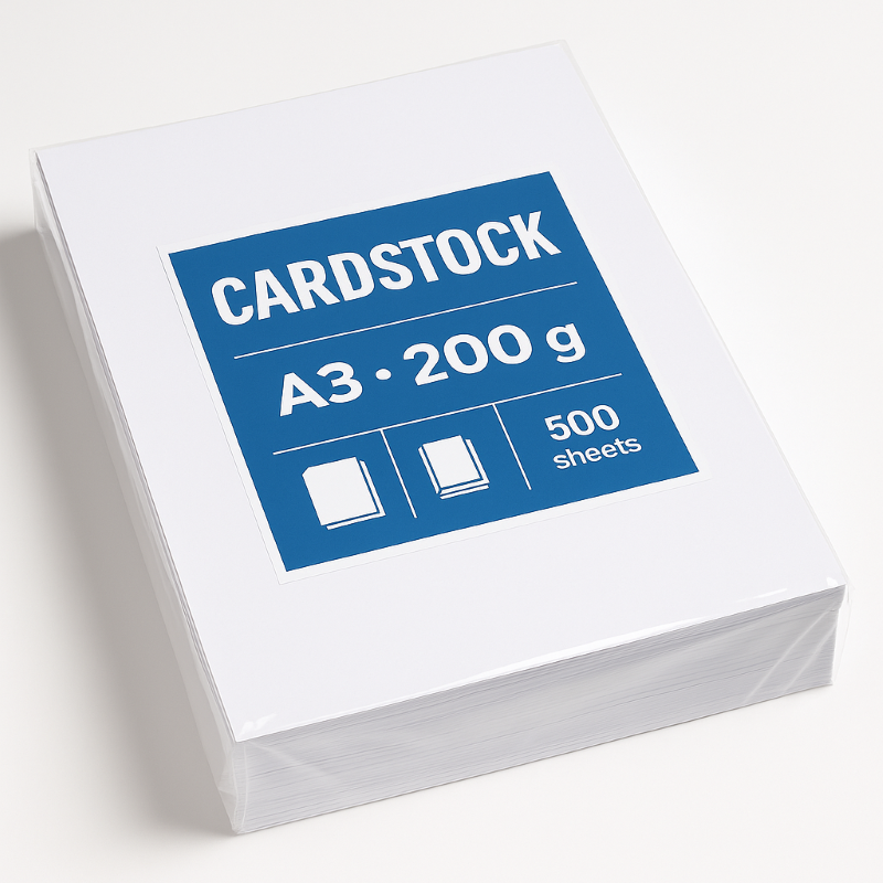 Heavyweight A3 cardstock paper, 200g, ideal for large prints and posters.