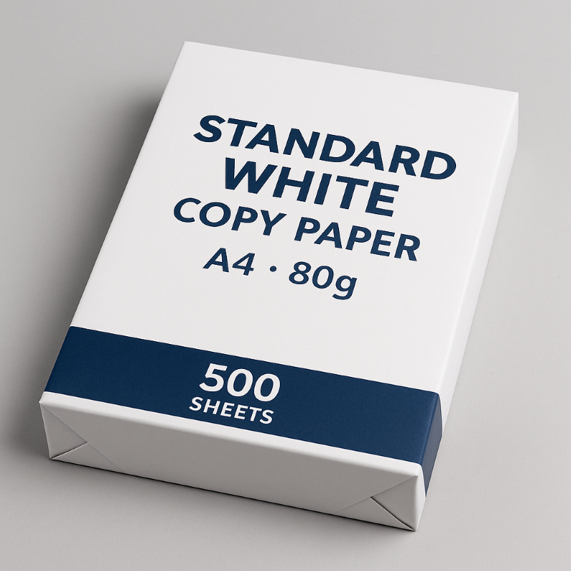 A ream of standard white A4 paper, 80g, perfect for daily office printing.